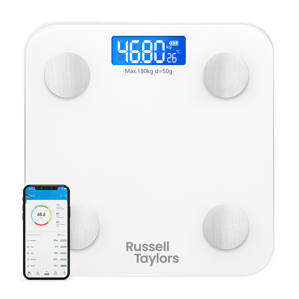 Russell Taylors Body Fat Smart Bluetooth Weighing Scale BWS-10 Body Composition