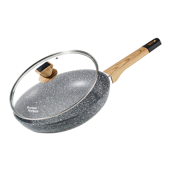 Russell Taylors Non Stick Marble Coated Fry Pan with Lid (28CM, Induction)